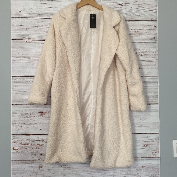 New Womens Large Sherpa Cardigan Cream - Picture 3 of 9